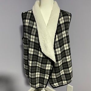 Mud Pie Black and White Plaid Vest